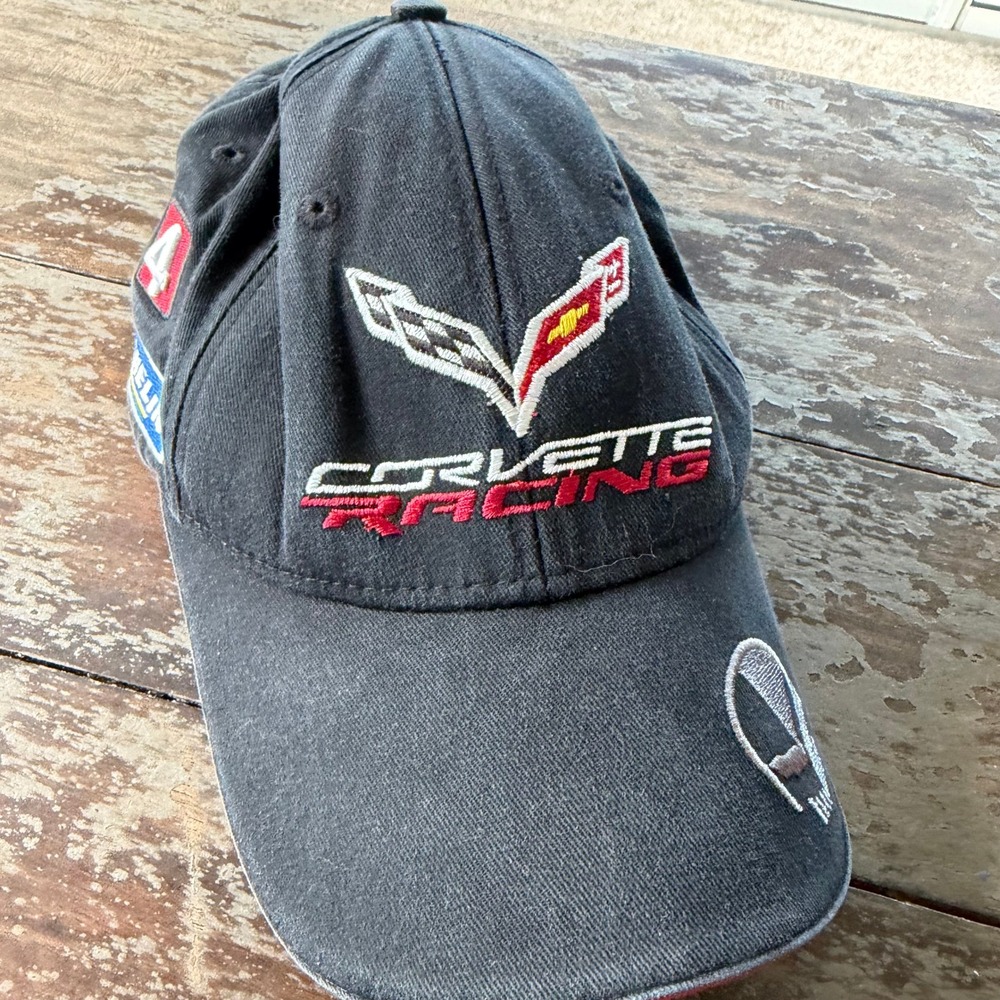 Corvette Racing C7.R Black Adjustable Hat Michelin Mobil 1 Embroidered Logo Cap